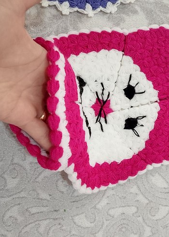 Mor Beyaz Çiçek Desenli Örgü Lif - Görsel 2