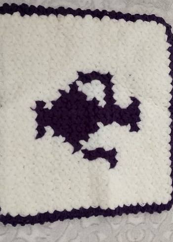 Mor Beyaz Çiçek Desenli Örgü Lif - Görsel 7