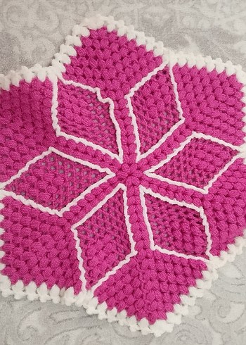 Mor Beyaz Çiçek Desenli Örgü Lif - Görsel 5