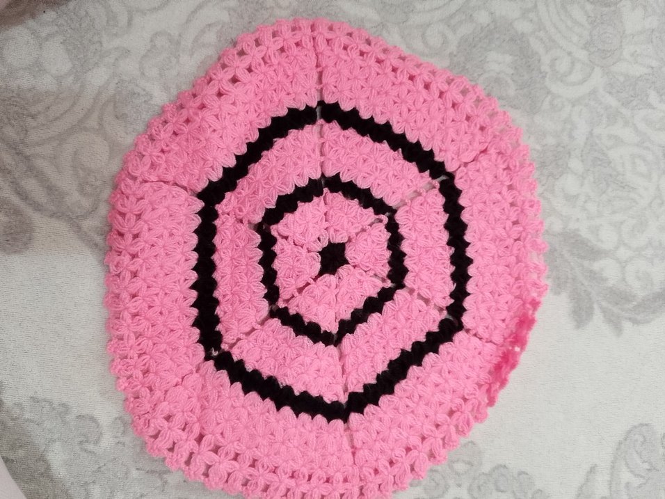 Mor Beyaz Çiçek Desenli Örgü Lif - Görsel 4