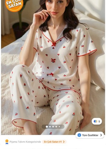 Beyaz Mini Desenli Rahat Pijama Takımı