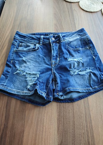 Kadın Mavi Kısa Denim Şort