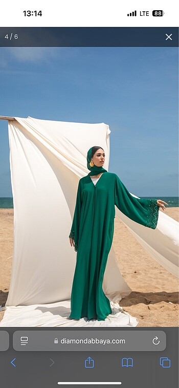 Diğer Yeşil işlemeli abaya