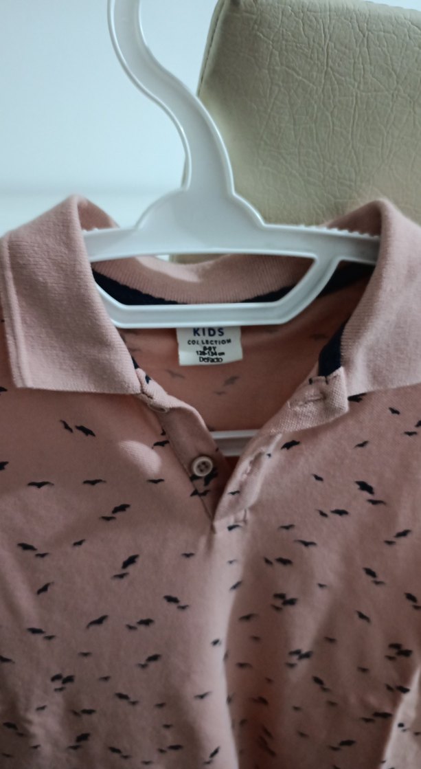 Pembe Desenli Düğmeli Kısa Kollu Hamile Tişörtü - Görsel 2