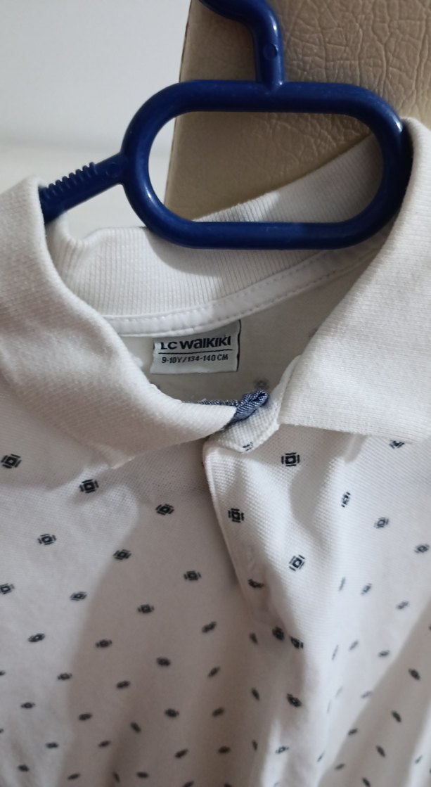 Erkek Beyaz Baskılı Pamuklu Polo Tişört - Görsel 2