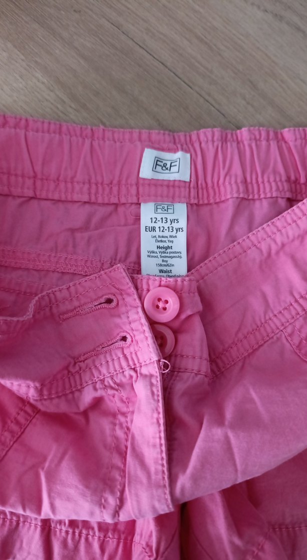 Düğmeli Pembe Keten Mini Şort - Görsel 3