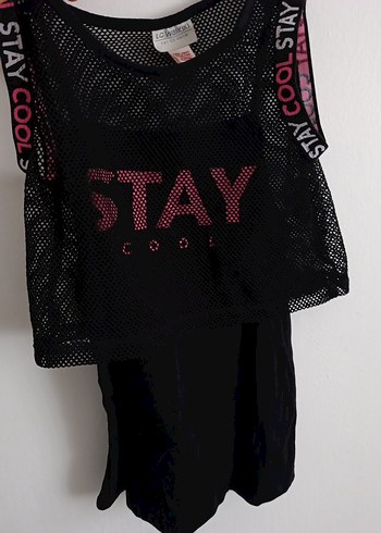 Kız Çocuk Siyah Straplez Fileli Atlet - Görsel 2