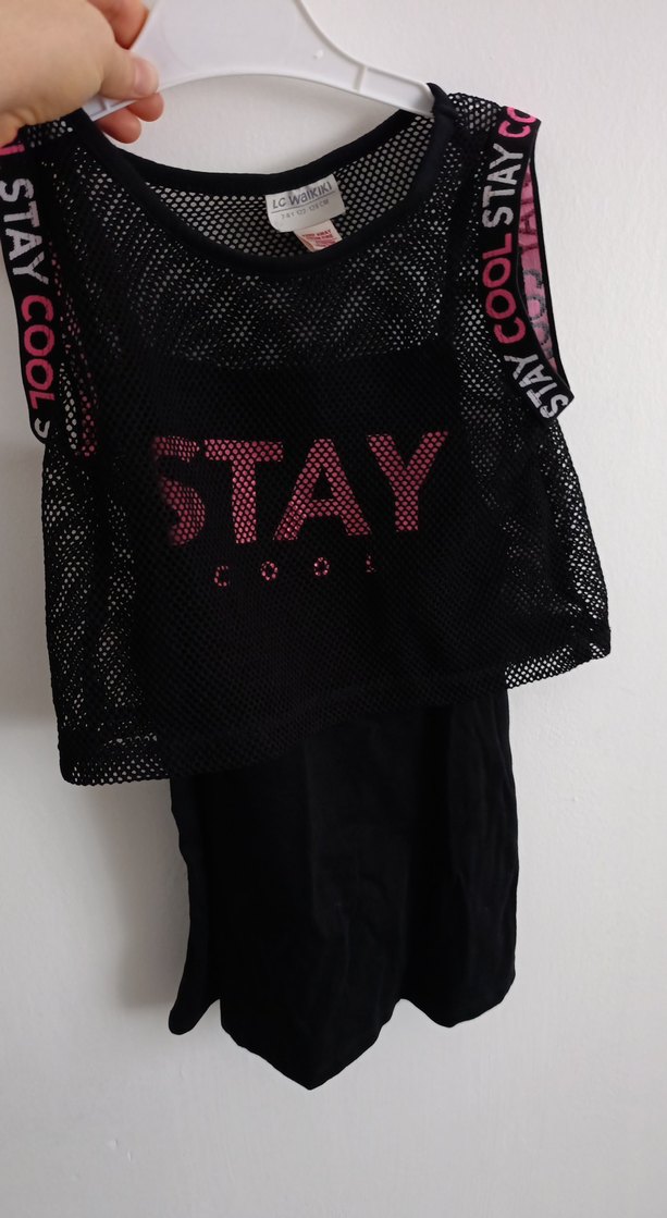 Kız Çocuk Siyah Straplez Fileli Atlet - Görsel 2