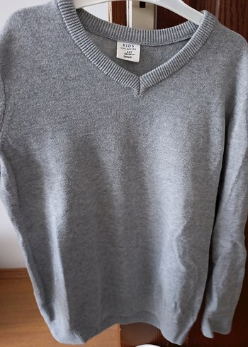 Gri Erkek Çocuk Pamuklu Örgü Kazak - Görsel 2