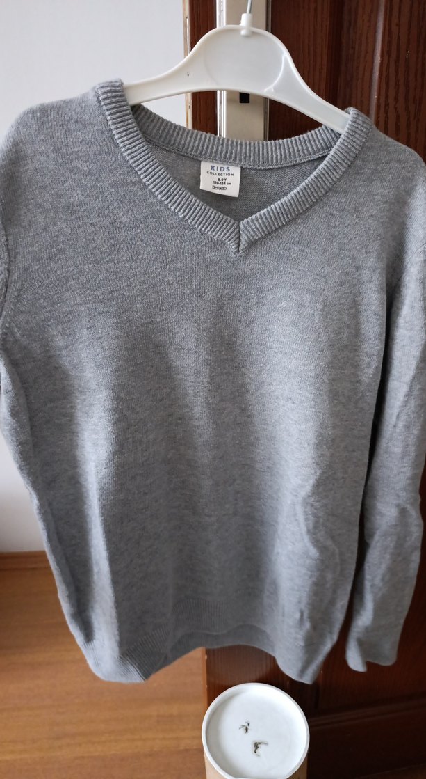 Gri Erkek Çocuk Pamuklu Örgü Kazak - Görsel 2