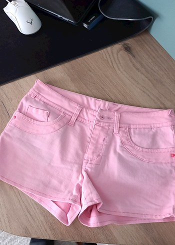 Pembe Mini Pamuklu Kadın Şort - Görsel 2