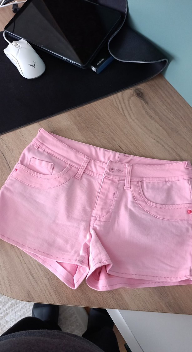 Pembe Mini Pamuklu Kadın Şort - Görsel 2