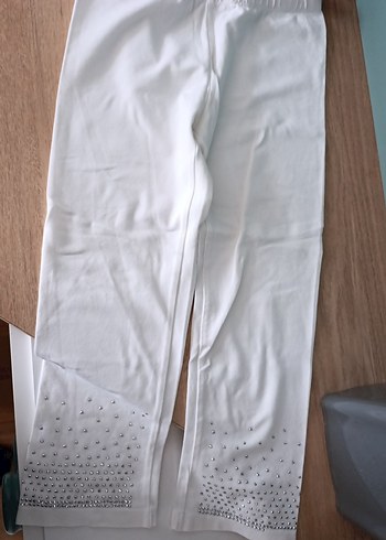 Kadın Beyaz Sade Suni Kumaşlı Pantolon - Görsel 2