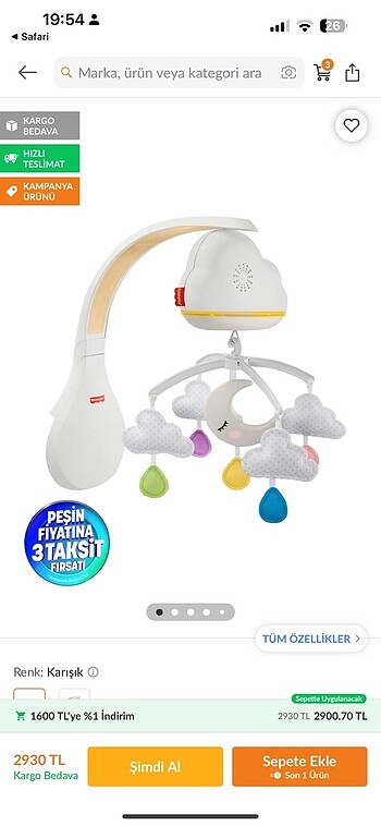 Fisher Price Dönence Mutlu Bulutlar