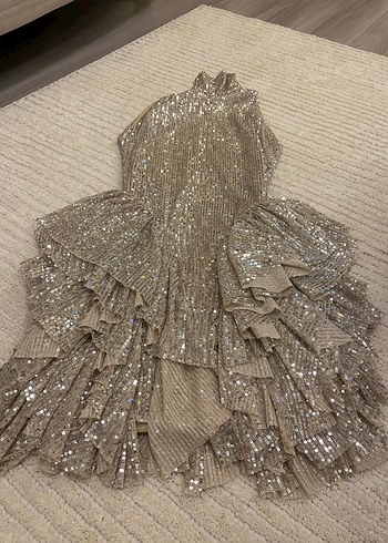 Pullu Altın Mini Elbise - Görsel 6