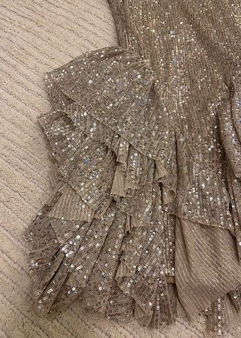 Pullu Altın Mini Elbise - Görsel 7