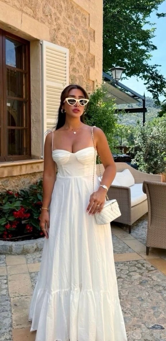 Beyaz Uzun Straplez Uzun Elbisesi Zara - Görsel 5