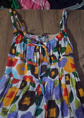 Renkli Çiçekli Midi Elbise - Görsel 2