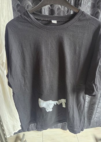 Pamuk Siyah Baskılı Hamile Tişörtü - Görsel 2