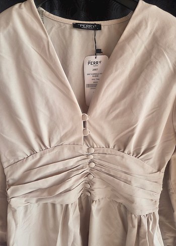 Parisian Stil Bej Elbise - Görsel 2