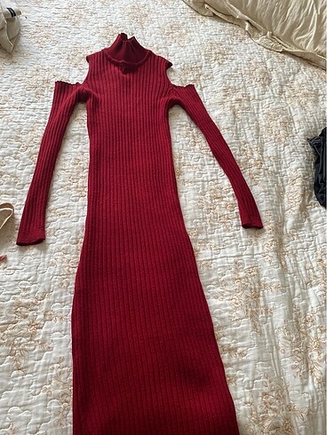 Bordo midi elbise