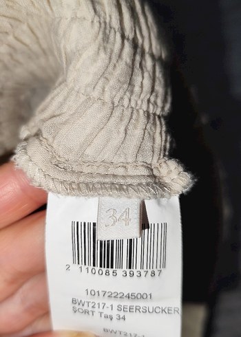 Bej Kadın Keten Mini Şort - Görsel 5