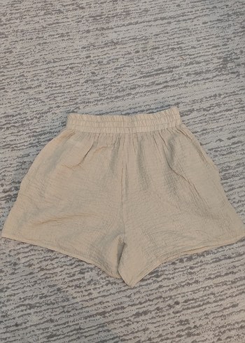 Bej Kadın Keten Mini Şort - Görsel 2