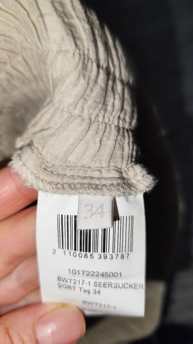 Bej Kadın Keten Mini Şort - Görsel 5