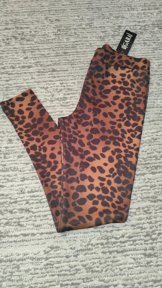 Kahverengi Leopar Desenli Kadın Tayt - Görsel 2