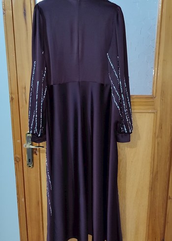 Mor Uzun Kollu Payetli Gece Elbisesi - Görsel 6