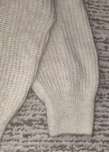 Krem Yüksek Yakalı Örgü Kadın Kazak - Görsel 5