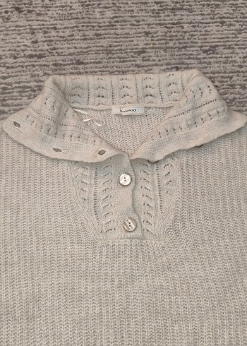 Krem Yüksek Yakalı Örgü Kadın Kazak - Görsel 6