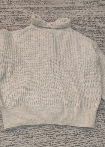 Krem Yüksek Yakalı Örgü Kadın Kazak - Görsel 7