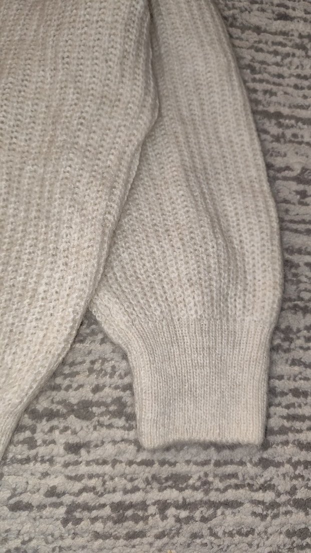 Krem Yüksek Yakalı Örgü Kadın Kazak - Görsel 5