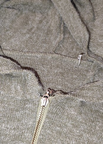 Kapüşonlu Haki Bol Kesim Triko - Görsel 5