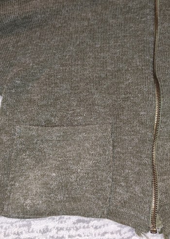 Kapüşonlu Haki Bol Kesim Triko - Görsel 3