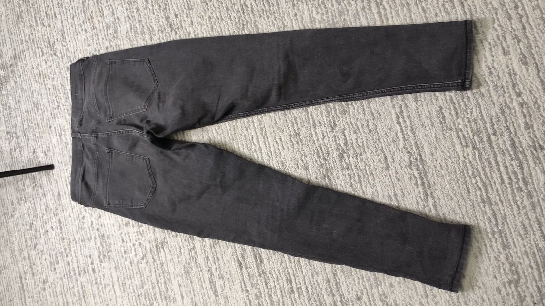 H&M Marka Diz Yırtık Detaylı Gri Kadın Denim Pantolon - Görsel 4