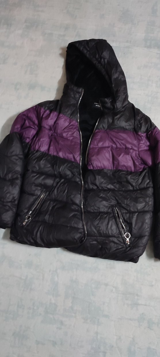 Fermuarlı Mor-Siyah Kadın Kışlık Mont  kullanmadım  sıfır - Görsel 2