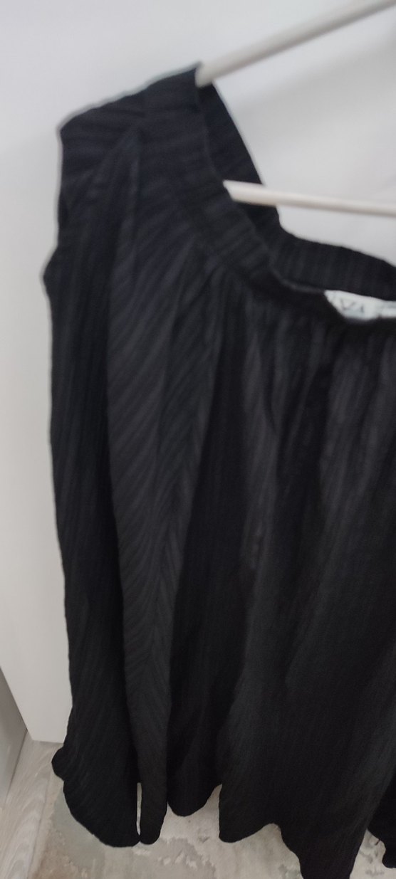 Kadın Siyah Pliseli Uzun Kumaş  uzun. etek - Görsel 4