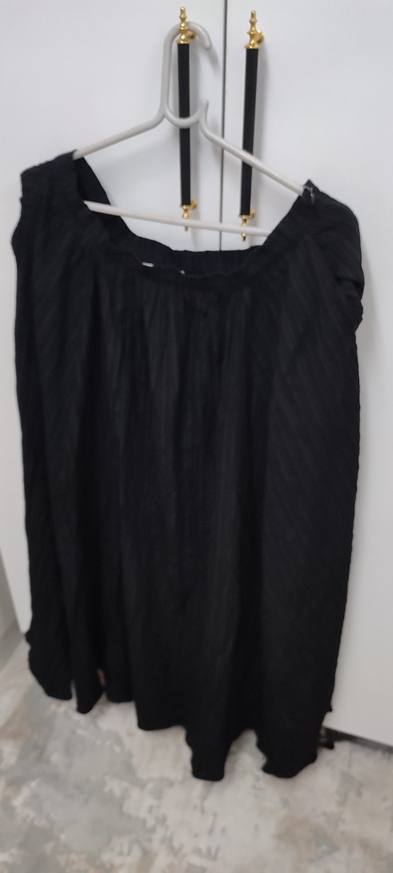 Kadın Siyah Pliseli Uzun Kumaş  uzun. etek - Görsel 2