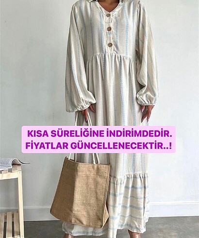 Keten uzun elbise