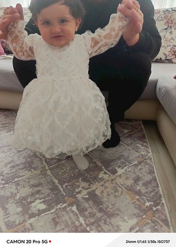 H&M Beyaz Dantel Nakışlı Bebek Elbisesi