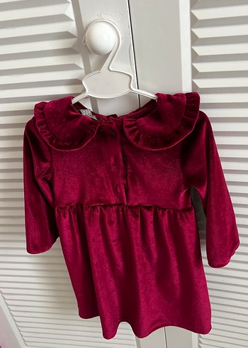 Primark Bordo Kız Çocuk Fırfırlı Elbise