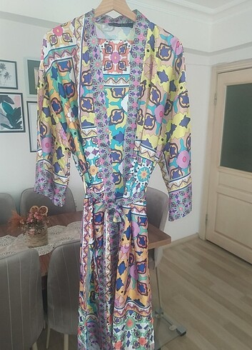 Zara model kimono saten takım 