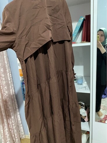 38 Beden kahverengi Renk Yaz elbisesi Elbise abiye tesettür
