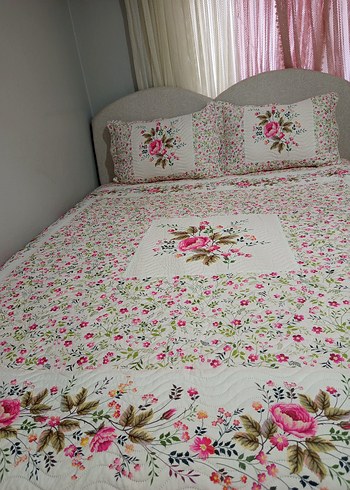 Beyaz Çiçek Desenli Yatak Örtüsü - Görsel 6