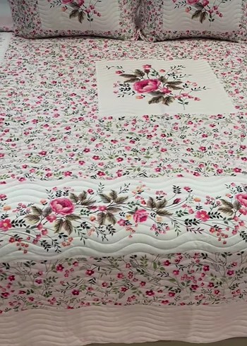 Beyaz Çiçek Desenli Yatak Örtüsü - Görsel 4