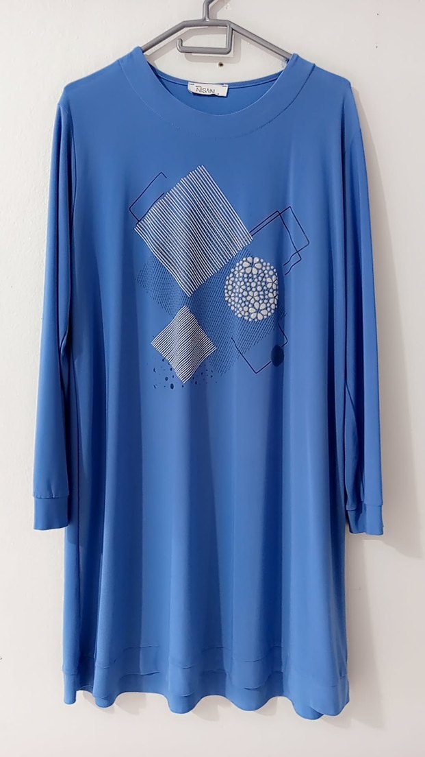 Mavi Uzun Kollu Salaş Tunik - Görsel 2