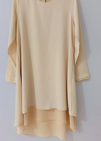 Bej Kadın Uzun Salaş Tunik - Görsel 4