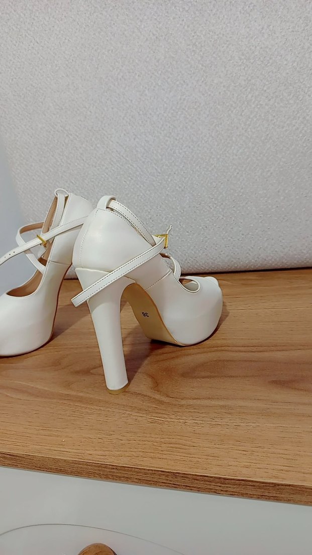 Beyaz Platform Topuklu Kadın Abiye Ayakkabı - Görsel 3